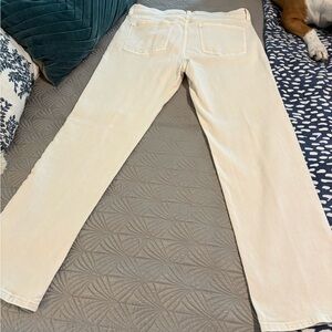 GAP Women's High Rise Straight Leg Ecru Jeans with Split Hem